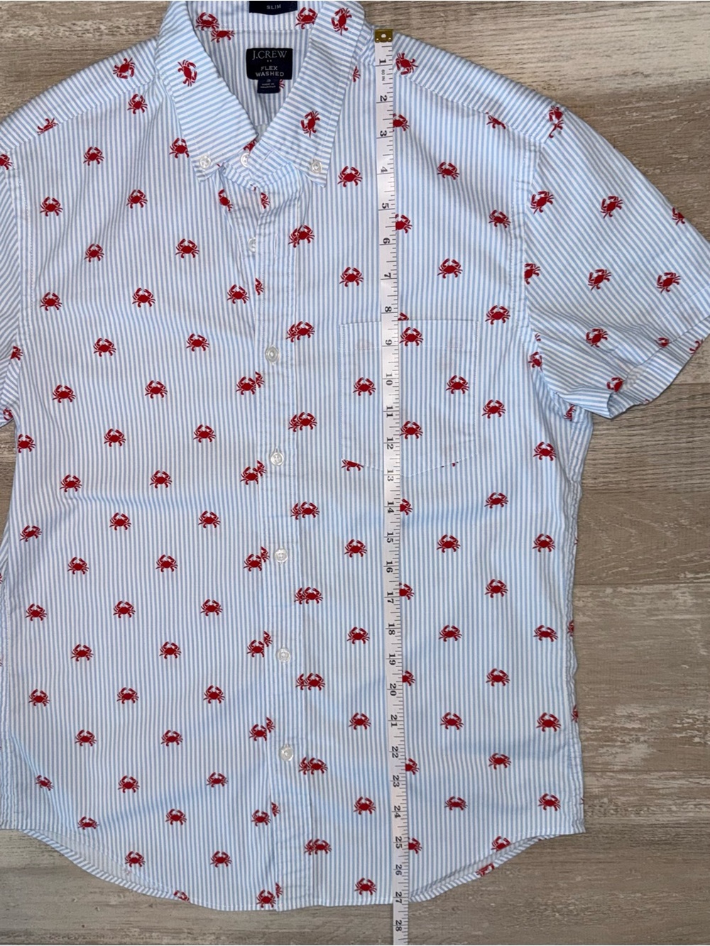 J.Crew Flex Washed Slim Fit Crab Print Button Down Shirt Coastal Nautical - Picture 7 of 10